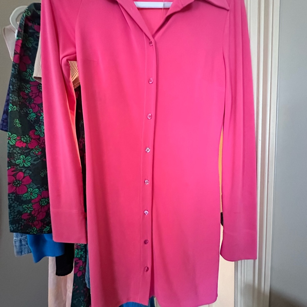 Pink Button-Up Mini Dress- The Andamane